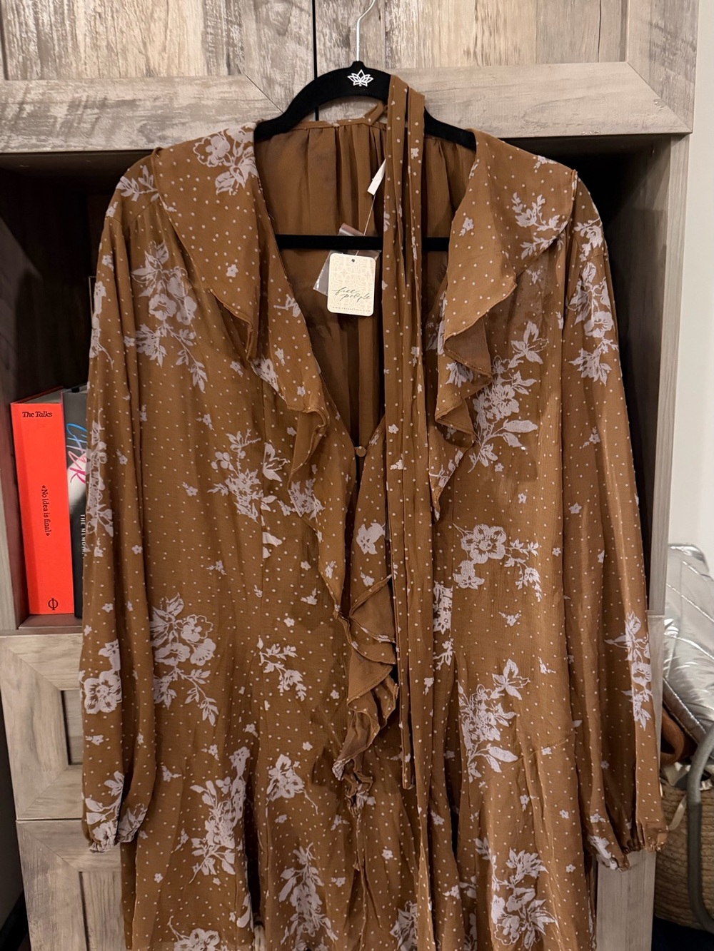 Free People Brown Floral Ruffle Maxi Dress